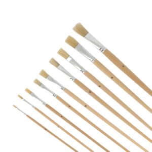 Pinceaux plats à tableaux en soie blanche