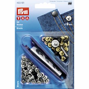 Rivets 9 mm Argent et acier antique