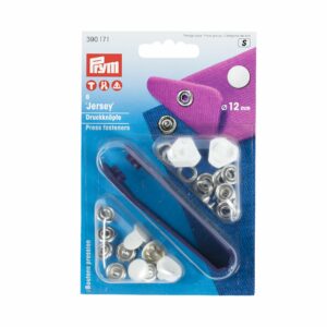 Boutons pression Jersey vernie blanc calottes Ø 12 mm